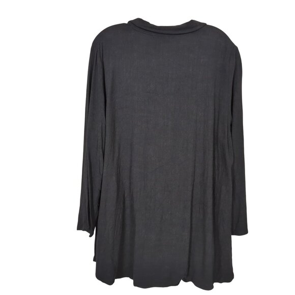 Christopher Calvin Women’s Blouse Black Sz L Button Front‎ Linen Blend Tunic Top - Picture 2 of 13